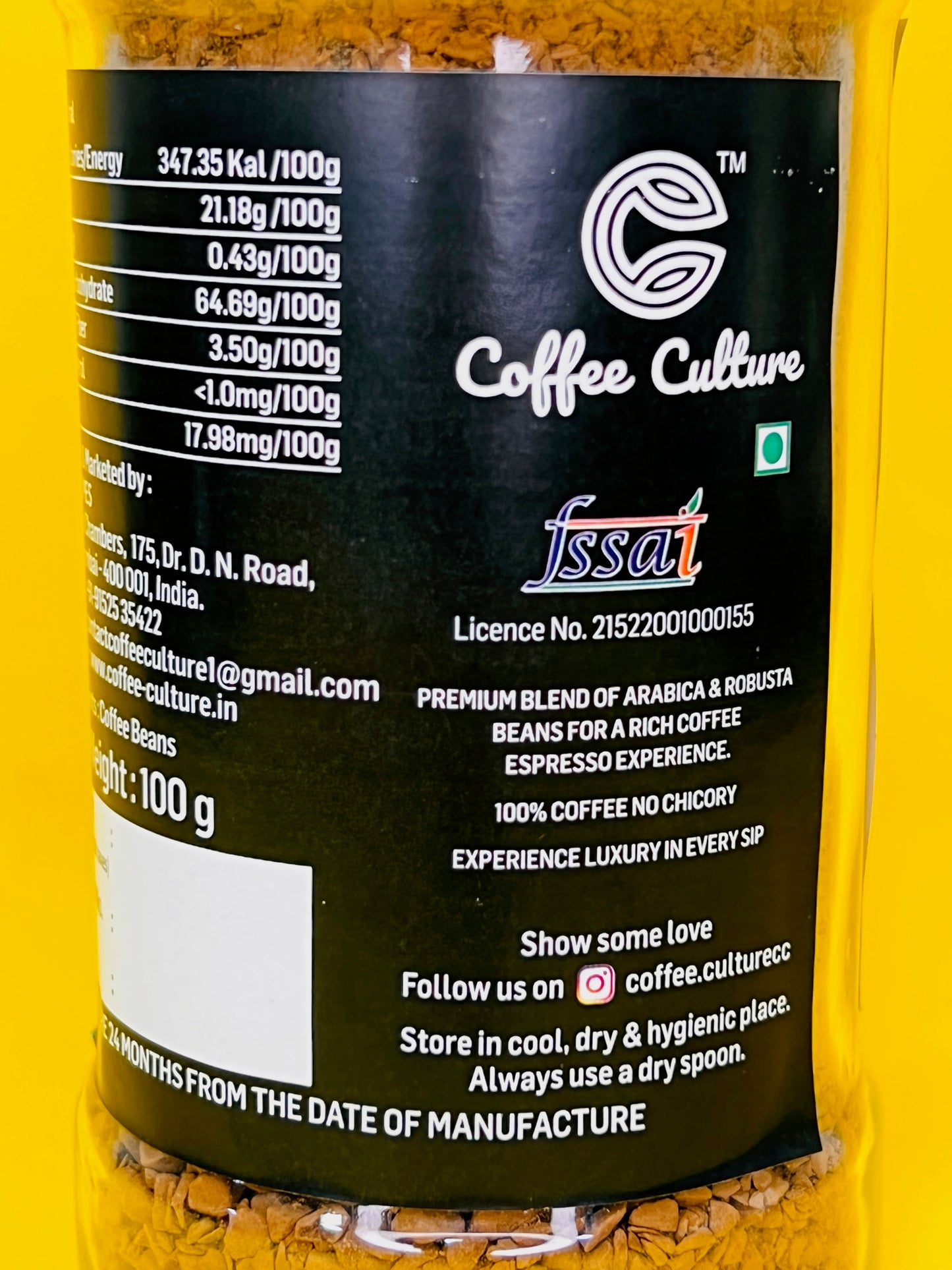 Coffee Culture Espresso Blend Instant Coffee 100gms