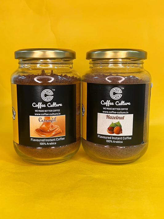 Flavoured Instant Coffee Caramel+Hazelnut 100gms Combo