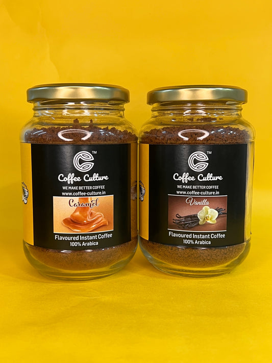 Flavoured Instant Coffee Caramel+Vanilla 100gms Combo