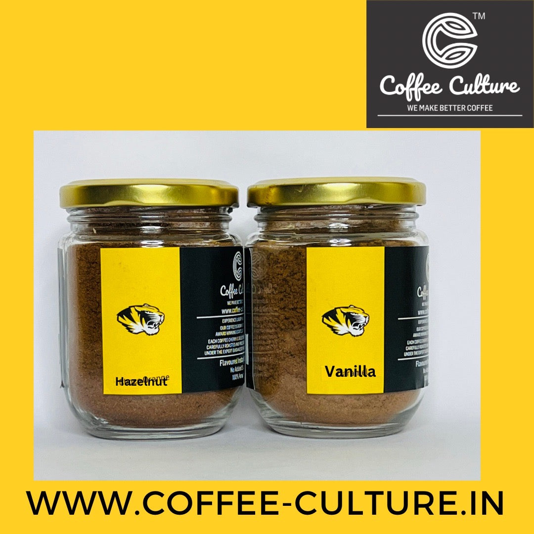 Pack of 2 - flavoured coffee- Hazelnut and Vanilla 50gms