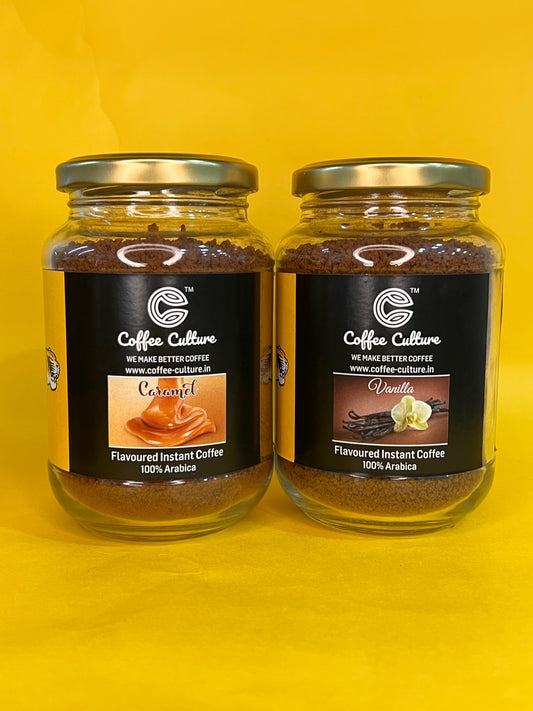 Flavoured Instant Coffee Caramel+Vanilla 100gms Combo